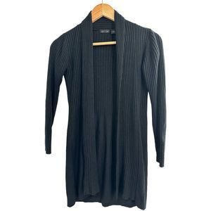 AVA Black Ribbed Open Front Cardigan Small‎